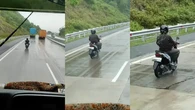 Aksi Santai Pemotor Melintas di Tol Bakauheni Lampung