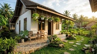 8 Contoh Rumah Desa dengan Teras Keramik Motif Batu dan Taman Mini, Beri Kesan Sejuk yang ...