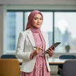 8 Pilihan Gamis Kombinasi Blazer dan Brokat Elegan untuk Kerja Formal Muslimah, Elegan