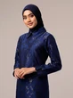 7 Model Gamis Biru Navy Kombinasi Brokat Silver yang Memukau, Pilihan Tepat untuk Tampilan...