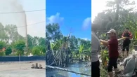 Lagi Ngebor Sumur yang Keluar Semburan Lumpur, Warga di Tulang Bawang Lampung Panik