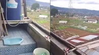 Viral Penampakan Kamar Mandi Terbuka, Sajikan Pemandangan Sawah dan Gunung