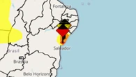 Leste da Bahia tem alerta vermelho para acumulado de chuva