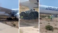VÍDEO: avião sai da pista e fica
preso da terra durante decolagem