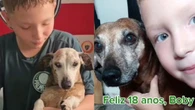 Garoto chora ao celebrar 18 anos de cão salsichinha