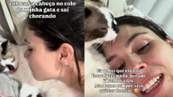 Gata tem reação fofa e de carinho em trend com a tutora