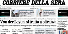 Le prime pagine di oggiLe trattative per la conferma di von der Leyen, l'indagine sul sindaco di Venezia, e la convention repubblicana a Milwaukee