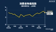 6月の消費者物価指数 前年同月比で3.3％上昇 7か月連続で3％台