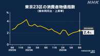 東京23区 8月の消費者物価指数 去年同月比2.4％上昇