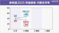 石破内閣支持率 5ポイント下がり34％ 参議院選挙前NHK世論調査