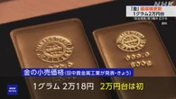 「金」小売価格 最高値を更新 初めて1グラム2万円台