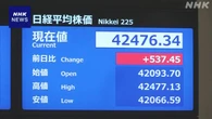 株価500円超上昇 NY市場ハイテク関連銘柄の値上がり受け