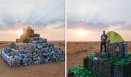 Massive pyramid built from 18 tonnes of waste equivalent to 1m plastic bags from the Nile