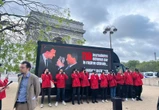 Action de Reporters sans frontières à Paris pour protester contre l'accueil du président chinois