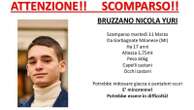 Nicola Yuri Bruzzano scomparso a Garbagnate: appelli e ricerche del ragazzo di 17 anni