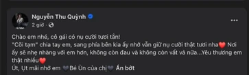 Diễn viên Thu Quỳnh thông báo tin buồn