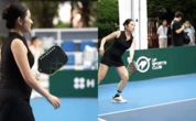Nữ ca sĩ mang thai đôi hơn 4 tháng, vác bụng bầu vượt mặt đi đánh pickleball gây chú ý