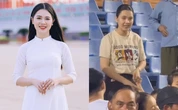 Lộ diện nhan sắc qua "cam thường" của Hoa khôi ĐH Vinh khi ra sân cổ vũ đội trưởng ĐT Việt Nam