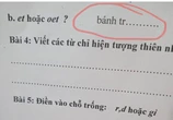 Bài tập tiếng Việt của học sinh tiểu học hỏi về một loại bánh chứa vần "et" và "oet", mẹ mất ngủ vì không tìm ra đáp án