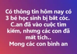 Sự thật về 3 học sinh ở TP HCM bị bắt cóc