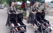 Phương Oanh xuất hiện trên phố cùng cặp song sinh, thái độ khi được người qua đường nhận ra gây chú ý