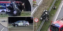 Koszmar na drodze w Ząbkach. Audi rozpadło się na dwie części. Są ofiary