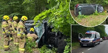 Groza pod Wałczem. Nagle na drogę wbiegł żubr. Doszło do dramatu. Te zdjęcia mówią wszystko