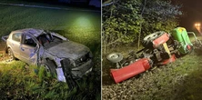 Oplem huknął w ciągnik rolniczy. Okropne, co policjanci odkryli na miejscu