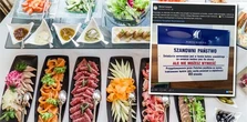 Taka kartka przy wejściu do hotelowej restauracji. 80 zł/osoba za "suchy prowiant"