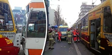 Tramwaje zderzyły się w centrum Łodzi. "Życie żadnej z osób nie jest zagrożone"