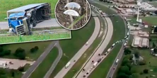 Ciężarówka pękła jak skarbonka. Miliony monet zasypały drogę