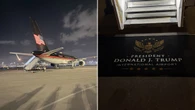 Samolot Trumpa na lotnisku Trumpa z Trumpem na pokładzie
