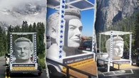 EXCLUSIVE: Mysterious giant Elon Musk head travels America's national parks, saying 'Make America Wait Again'