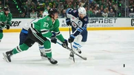 Stars' Mason Marchment hits ref with stick during playoff win vs Jets