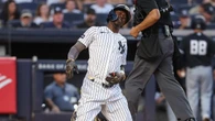 Jazz Chisholm Jr. exits Yankees game after fouling pitch directly into his groin in painful scene
