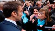 French hecklers call for President Emmanuel Macron's resignation during 'crowd bath'