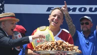 Legendary Joey Chestnut wins 18th Nathan's Hot Dog Eating Contest by downing 66 wieners and buns