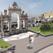 Lungomare di Napoli, il progetto della Fontana del Gigante con l'arena in pietra lavica