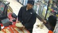 CCTV shows shoplifters using pythons to distract cashier before stealing from petrol station