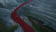 River in Argentina turns bright red