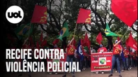 Manifestantes em Recife fazem ato simbólico contra violência potencial em protestos