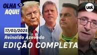 Reinaldo Azevedo: ato de Bolsonaro pró-anistia; Tarcísio manda recados; Trump ameaça Ucrânia 17/03/25