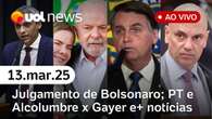 Caso Bolsonaro: Moraes pede data de julgamento; PT x Gustavo Gayer; caso Vitória | UOL News 13/03/25