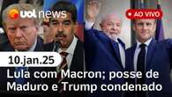 Lula conversa com Macron sobre Meta; Trump condenado; posse de Maduro e+ notícias | UOL News 10/01/25