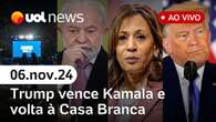 Trump eleito nos EUA: dólar sobe, Lula reage, repercussão no Brasil, discurso e + ao vivo l UOL News 06/11/24