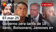 Governo Lula anuncia tarifa zero para carne, café e +; defesa de Bolsonaro, caso Vitória | UOL News 07/03/25