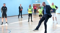 William shows off football skills in partnership with Street Soccer Scotland