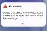 Defesa Civil emite alerta de chuva forte para São Paulo nesta terça-feira