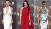 BAFTA Awards 2024 Red Carpet Was the Year of Plunging Necklines, Statement Reds, Metallics and More Fashion Trends