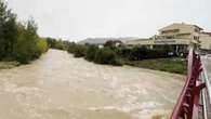 Crecida del rio Matarraña a su paso por Valderrobres (Teruel)